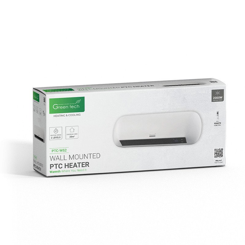 Zidna PTC grijalica Green Tech 2000W, s timerom, električna