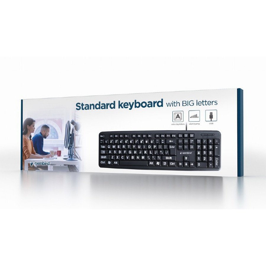 Tastatura GEMBIRD sa velikim slovima, KB-US-103, Standard keyboard, USB, US layout, black