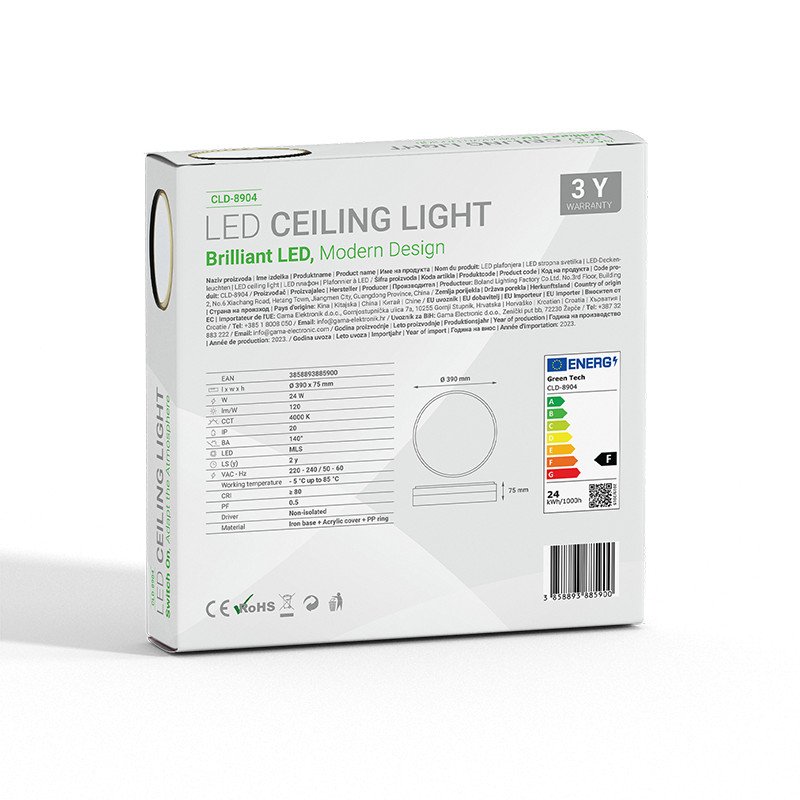 LED plafonjera Green Tech 24W, 4000K, promjer 39cm