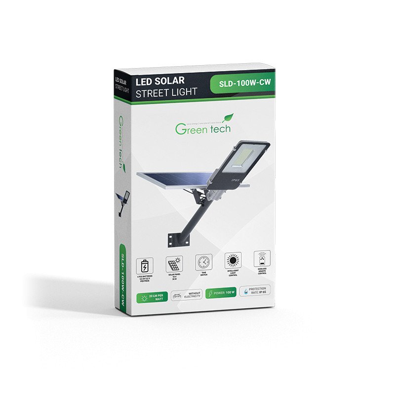 LED ulična svjetiljka Green Tech 100W, 6000K, IP65, solar