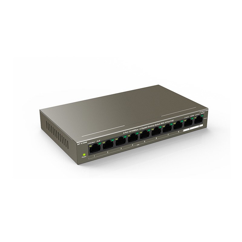 IP-COM 8-Port10/100Mbps+2 Gigabit Desktop Switch With 8-Port PoE F1110P-8-102W