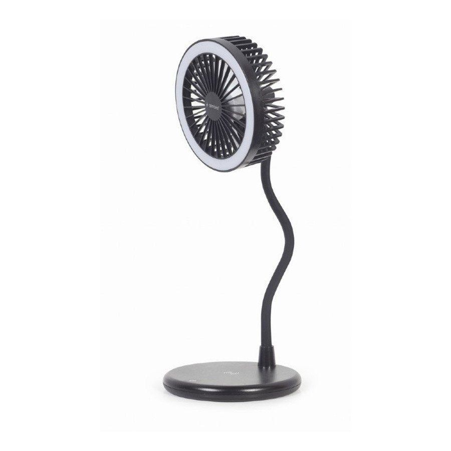 Desktop ventilator sa LED svjetlom + wireless charger GEMBIRD TA-WPC10-LEDFAN-01