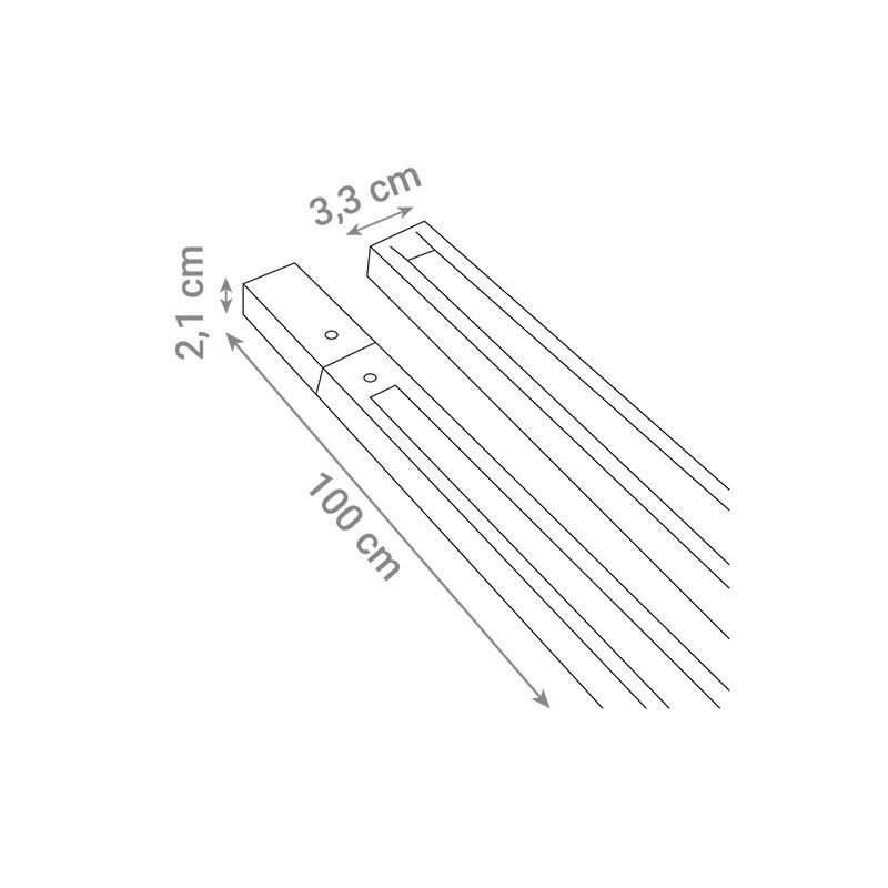 Šina Green Tech, 1000 x 33 x 21 mm, crna boja, monofazna