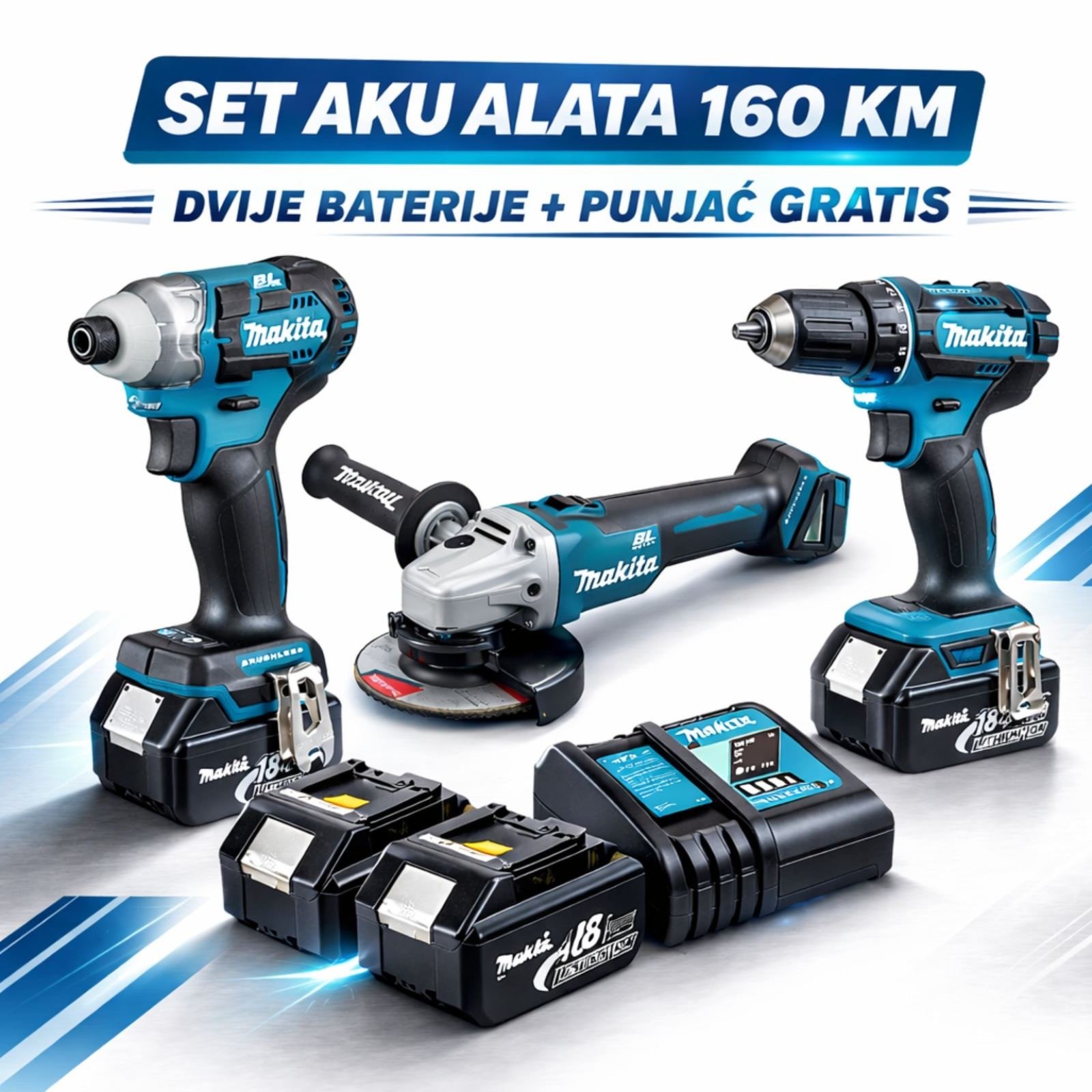 Aku 3u1: udarni odvijač, brusilica, bušilica sa čekićem