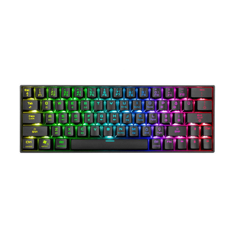 Tastatura gaming RAMPAGE KB-RX63 B-ATOM Black Bluetooth RGB Backlight RED SWITCH US Layout 63 Mini