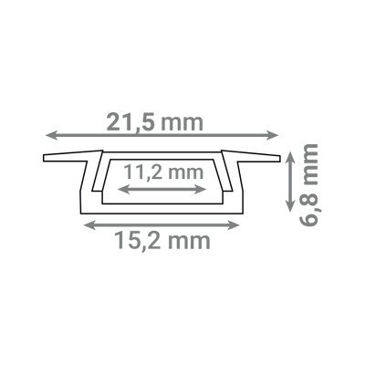 Aluminijski profil Green Tech 21,5 x 6,8 x 2000 mm, ugradni